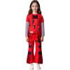imageWonderBabe Red Descendants Costume Kids Halloween Party Outfits Girls Chloe Cosplay Cartoon Top and Flare Pants with WigRed