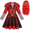 imageWonderBabe Girls Rise Red Costume with Wig Kids Zipper Jacket Long Sleeve Dress Rise Red Princess Halloween Dress up OutfitRed
