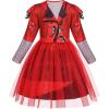 imageWonderBabe Kids Red Descendants Costume Girls Queen of Hearts Dress Chloe Christmas Gift Birthday Party Cosplay OutfitRed