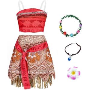 imageWonderBabe Girls Adventure Costume TwoPiece Skirt Set Princess Dress Up Birthday Halloween Outfit DressA02926red