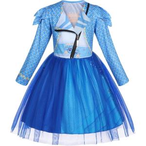 imageWonderBabe Kids Red Descendants Costume Girls Queen of Hearts Dress Chloe Christmas Gift Birthday Party Cosplay OutfitBlue