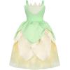 imageWonderBabe Princess and The Frog Dress for Girls Birthday Party Fairy Dress Up Kids Halloween Costume with SleeveletGreen