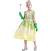 imageWonderBabe Little Girls Green Frog Princess Dress Kids Christmas Birthday Party Cosplay Outfits Gift with AccessoriesGreen Dresscrownsceptergloves