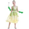 imageWonderBabe Princess Costume Girls Green Frog Dress Kids Dress Up Fancy Halloween Birthday Party Fairy Outfits 38TGreen Dress7 Piece Set