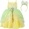 imageWonderBabe Princess Costume for Girls Green Fairy Frog Dress Birthday Party Halloween Costume Cosplay Dress up for Kids