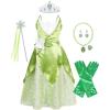imageWonderBabe Princess and the Frog Costume Kids Fancy Birthday Party Dress up Dress Frog Girls Deluxe Outfits
