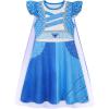 imageWonderBabe Princess Costume Toddlers Girls Dress Kids Halloween Birthday Party Dress up Outfit with CapeBlue