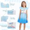 imageWonderBabe Princess Costume Toddlers Girls Dress Kids Halloween Birthday Party Dress up Outfit with CapeLight Blue