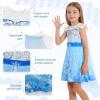 imageWonderBabe Princess Costume Toddlers Girls Dress Kids Halloween Birthday Party Dress up Outfit with CapePale Blue