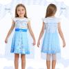 imageWonderBabe Princess Costume Toddlers Girls Dress Kids Halloween Birthday Party Dress up Outfit with CapePale Blue