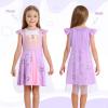 imageWonderBabe Princess Costume Toddlers Girls Dress Kids Halloween Birthday Party Dress up Outfit with CapePurple