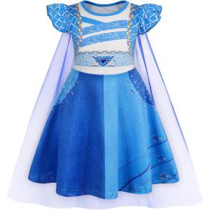 imageWonderBabe Princess Costume Toddlers Girls Dress Kids Halloween Birthday Party Dress up Outfit with CapeBlue