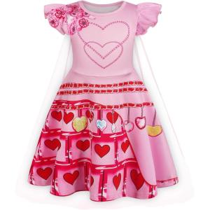 imageWonderBabe Princess Costume Toddlers Girls Dress Kids Halloween Birthday Party Dress up Outfit with CapePink