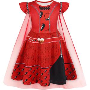 imageWonderBabe Princess Costume Toddlers Girls Dress Kids Halloween Birthday Party Dress up Outfit with CapeRed