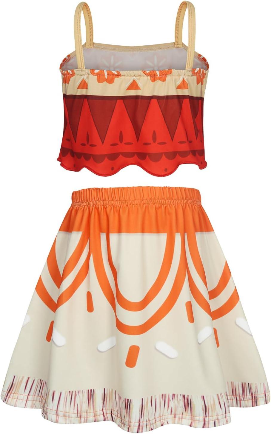 imageWonderBabe Girls Adventure Outfit Princess Lace Ruffle Sleeve Dress The Little Sister Birthday Fancy Dress Up CostumeOrange