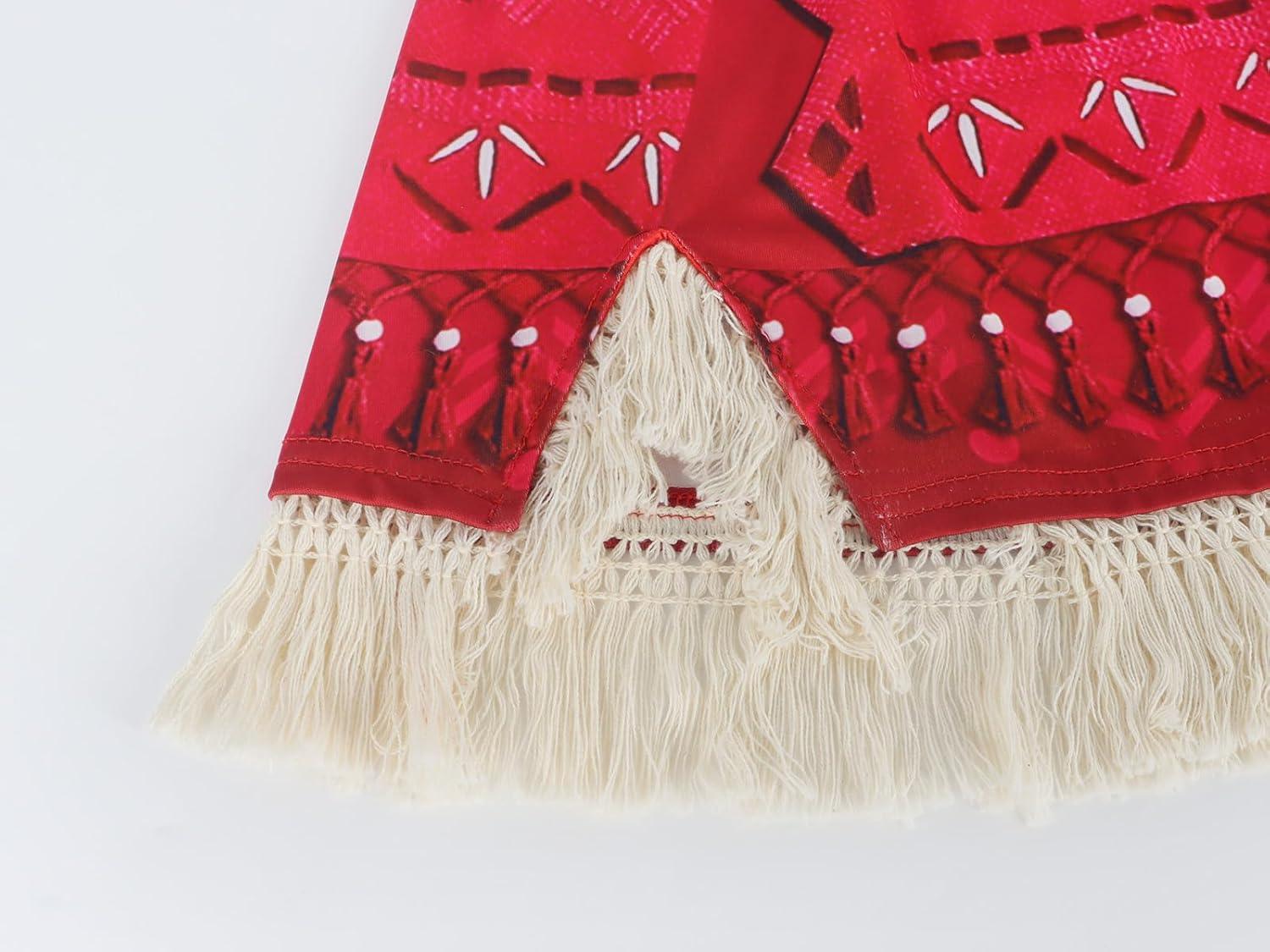 imageWonderBabe Girls Adventure Outfit Princess Lace Ruffle Sleeve Dress The Little Sister Birthday Fancy Dress Up CostumeRed