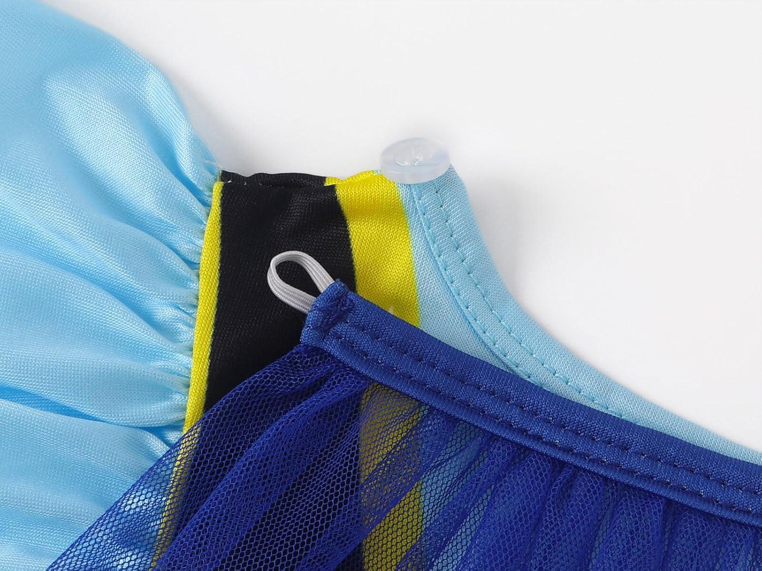 imageWonderBabe Princess Dress With Cape Girls Halloween Birthday Party Cosplay Costume Toddler Ruffle Sleeve Fancy Outfit GiftDark Blue