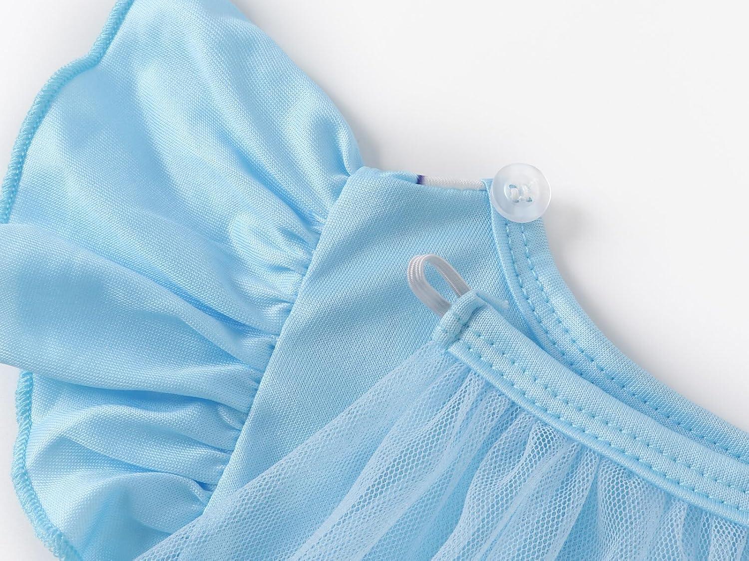 imageWonderBabe Princess Dress With Cape Girls Halloween Birthday Party Cosplay Costume Toddler Ruffle Sleeve Fancy Outfit GiftLight Blue