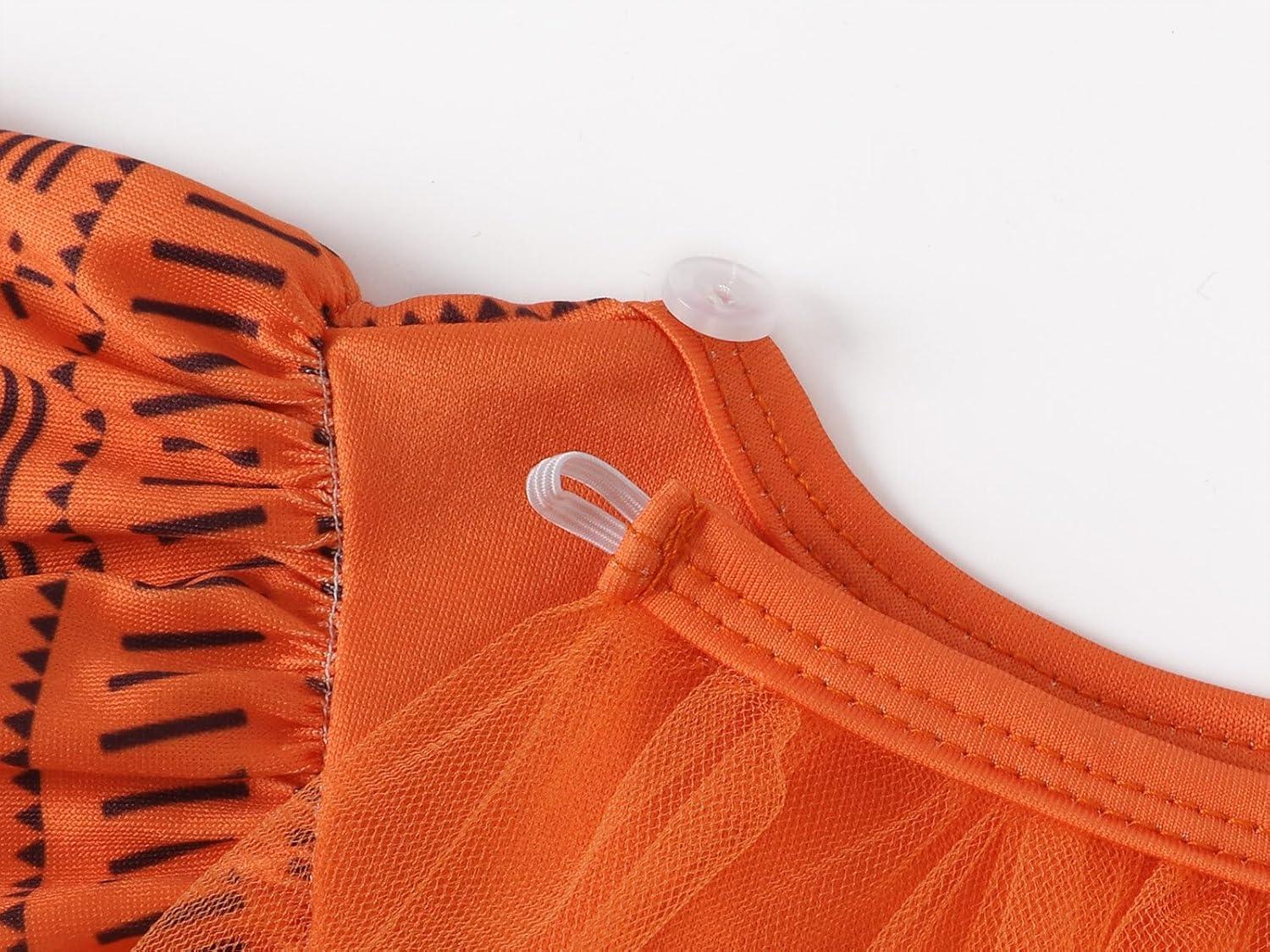 imageWonderBabe Princess Dress With Cape Girls Halloween Birthday Party Cosplay Costume Toddler Ruffle Sleeve Fancy Outfit GiftOrange