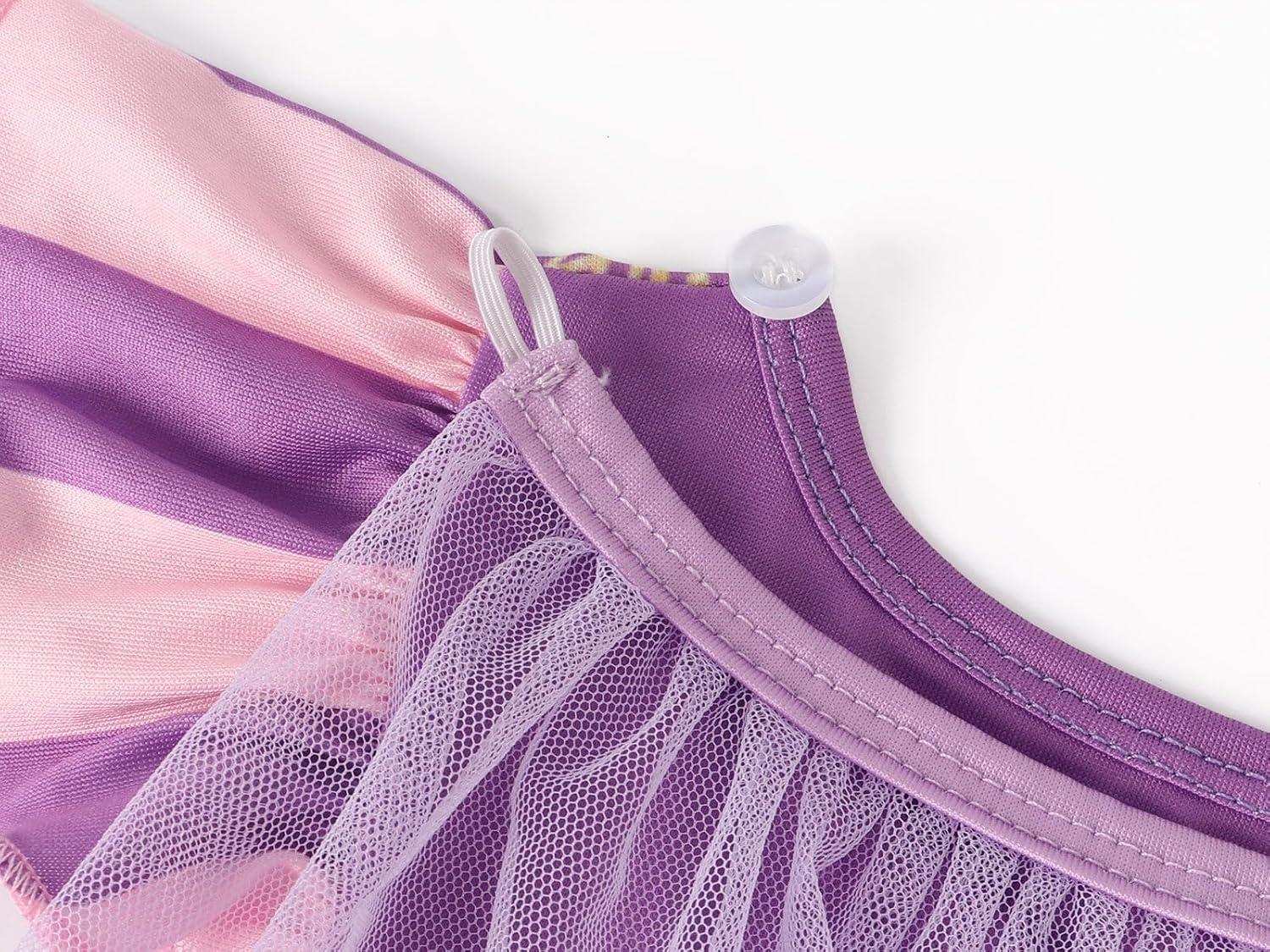 imageWonderBabe Princess Dress With Cape Girls Halloween Birthday Party Cosplay Costume Toddler Ruffle Sleeve Fancy Outfit GiftPurple