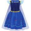 imageWonderBabe Princess Dress With Cape Girls Halloween Birthday Party Cosplay Costume Toddler Ruffle Sleeve Fancy Outfit GiftDark Blue