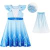 imageWonderBabe Princess Dress With Cape Girls Halloween Birthday Party Cosplay Costume Toddler Ruffle Sleeve Fancy Outfit GiftLight Blue