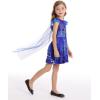 imageWonderBabe Princess Dress With Cape Girls Halloween Birthday Party Cosplay Costume Toddler Ruffle Sleeve Fancy Outfit GiftPurplish Blue