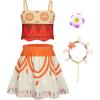 imageWonderBabe Girls Adventure Outfit Princess Lace Ruffle Sleeve Dress The Little Sister Birthday Fancy Dress Up CostumeOrange