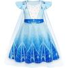 imageWonderBabe Princess Dress With Cape Girls Halloween Birthday Party Cosplay Costume Toddler Ruffle Sleeve Fancy Outfit GiftLight Blue