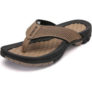 imageKUBUA Mens Beach FlipFlops Water Sandals Outdoor Athletic Thong Sandal SlippersA Khaki