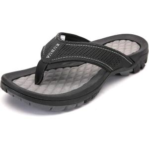 imageKUBUA Mens Beach FlipFlops Water Sandals Outdoor Athletic Thong Sandal SlippersBlack