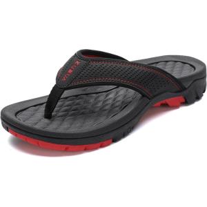 imageKUBUA Mens Beach FlipFlops Water Sandals Outdoor Athletic Thong Sandal SlippersBlackRed