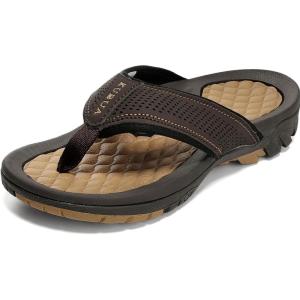 imageKUBUA Mens Beach FlipFlops Water Sandals Outdoor Athletic Thong Sandal SlippersDark Brown