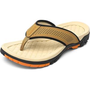 imageKUBUA Mens Beach FlipFlops Water Sandals Outdoor Athletic Thong Sandal SlippersKhaki Orange