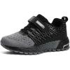 imageKUBUA Kids Sneakers for Boys Girls Running Tennis Shoes Lightweight Breathable Sport AthleticBlack Grey B