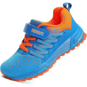 imageKUBUA Kids Sneakers for Boys Girls Running Tennis Shoes Lightweight Breathable Sport AthleticBlue Orange a