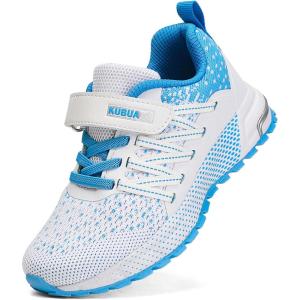 imageKUBUA Kids Sneakers for Boys Girls Running Tennis Shoes Lightweight Breathable Sport AthleticWhite Blue
