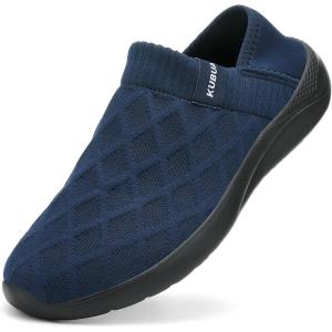 imageKUBUA Mens Womens Slippers Indoor Lightweight House Shoes Outdoor Breathable Slip on LoafersDark Blue