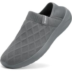 imageKUBUA Mens Womens Slippers Indoor Lightweight House Shoes Outdoor Breathable Slip on LoafersDark Grey