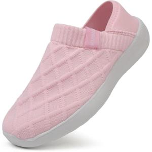 imageKUBUA Mens Womens Slippers Indoor Lightweight House Shoes Outdoor Breathable Slip on LoafersPink White