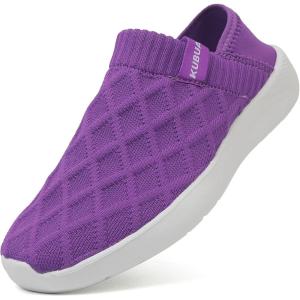 imageKUBUA Mens Womens Slippers Indoor Lightweight House Shoes Outdoor Breathable Slip on LoafersPurple White