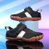 imageKUBUA Boys Girls Sneakers Kids Barefoot Shoes Comfort AntiSlip Walking Shoes for Indoor Outdoor Toddler Little Big KidBlack