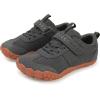 imageKUBUA Boys Girls Sneakers Kids Barefoot Shoes Comfort AntiSlip Walking Shoes for Indoor Outdoor Toddler Little Big KidDark Grey