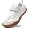 imageKUBUA Boys Girls Sneakers Kids Barefoot Shoes Comfort AntiSlip Walking Shoes for Indoor Outdoor Toddler Little Big KidWhite