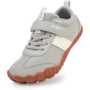 imageKUBUA Boys Girls Sneakers Kids Barefoot Shoes Comfort AntiSlip Walking Shoes for Indoor Outdoor Toddler Little Big KidLight Grey
