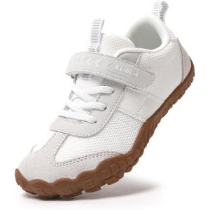 imageKUBUA Boys Girls Sneakers Kids Barefoot Shoes Comfort AntiSlip Walking Shoes for Indoor Outdoor Toddler Little Big KidWhite
