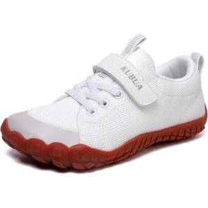 imageKUBUA Kids Barefoot Shoes Boys Girls Sneakers Naturally Splay Shoes Toddler Little Big KidB White