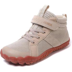 imageKUBUA Kids High Top Barefoot Shoes Boys Girls Minimalist Sneakers Lightweight Comfort Zero Drop Shoes Toddler Little Big KidBeige