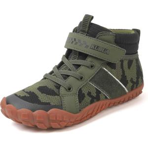 imageKUBUA Kids High Top Barefoot Shoes Boys Girls Minimalist Sneakers Lightweight Comfort Zero Drop Shoes Toddler Little Big KidGreen
