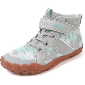 imageKUBUA Kids High Top Barefoot Shoes Boys Girls Minimalist Sneakers Lightweight Comfort Zero Drop Shoes Toddler Little Big KidLight Grey
